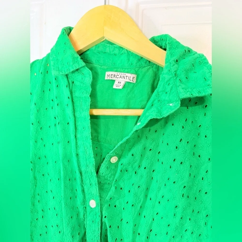 J. Crew Green Casual Sundress with Cap Sleeves and Mandarin Collar